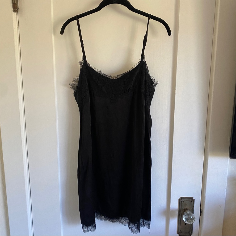 Zara Black Mini Slip Dress Lacy
